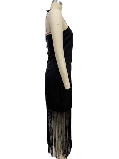 Solid Color Off-the-shoulder Tassel Bodycon Dress