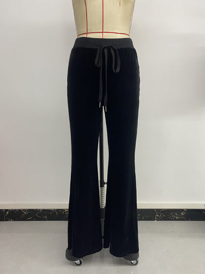 New style hot girl velvet flared trousers