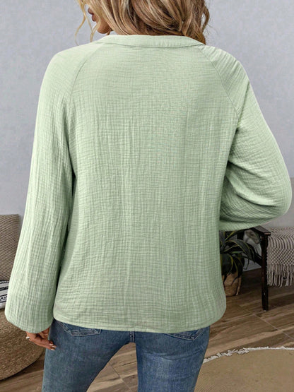 Ethnic style fashionable casual V-neck embroidered cotton top