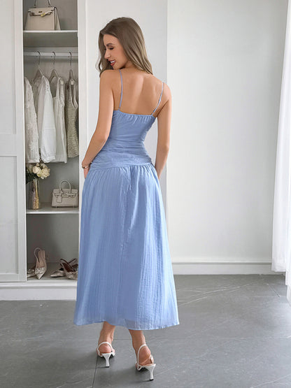 Vacation deep V sleeveless long dress