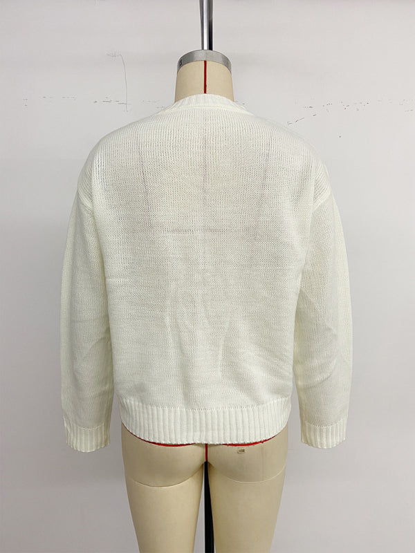 Sweet crew neck pullover sweater