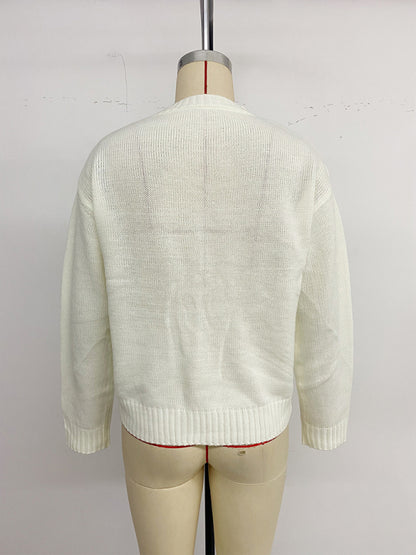 Sweet crew neck pullover sweater